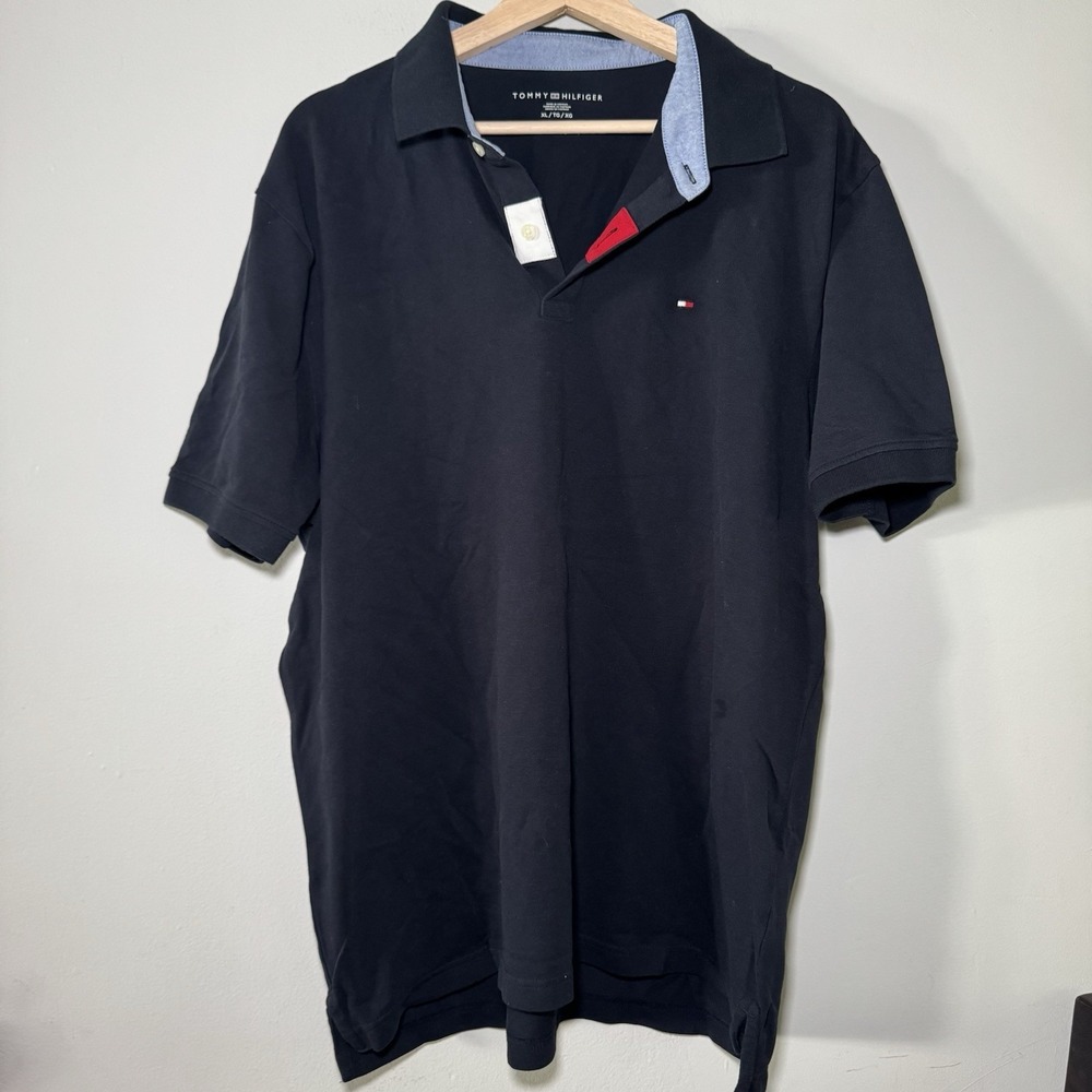 Tommy Hilfiger Men's Short Sleeve Cotton Polo Shirt XL Navy